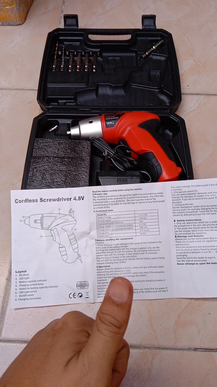 [best Quality] Cordless Multifunction Screwdriver Electric 4.8v Set 45pcs