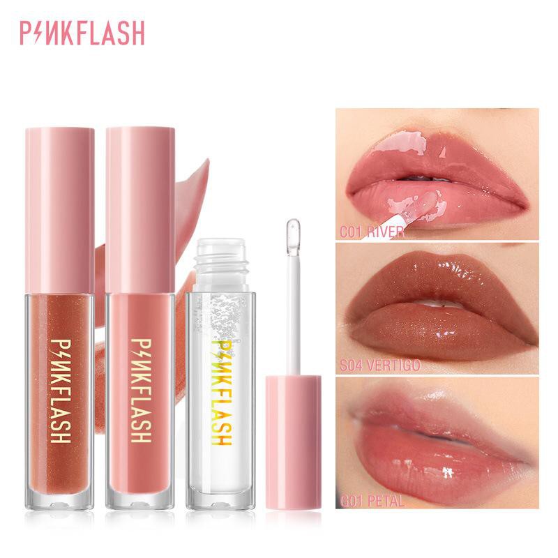 ~AB~ PINKFLASH Lip Gloss Moisturizing Shine and Shimmer Plumping Lip Care Glasir Bibir PF-L02