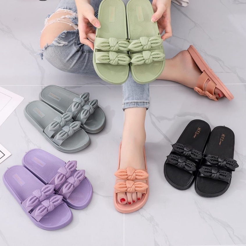 Sandal Selop Jelly Wanita PITA DOUBLE 1688-3 Import / Sandal Jelly Serut Wanita Korea Import Karet Elastis Balance 202 - 6B CLDY