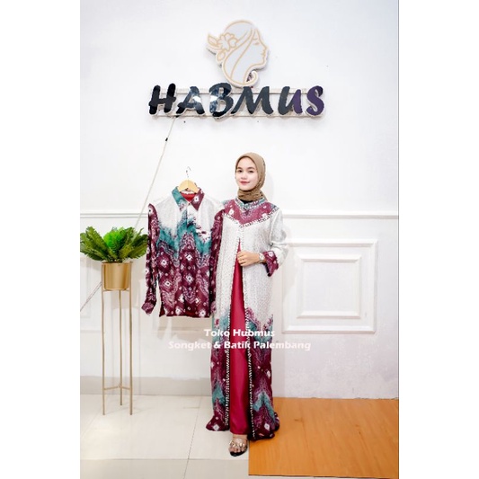 couple gamis jumputan palembang asli viscose