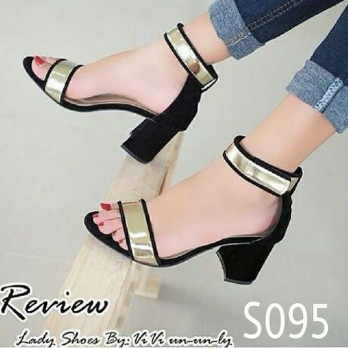 Produk Baru Sepatu Wedges Wanita A12H2  S0095 - Hitam, 38
