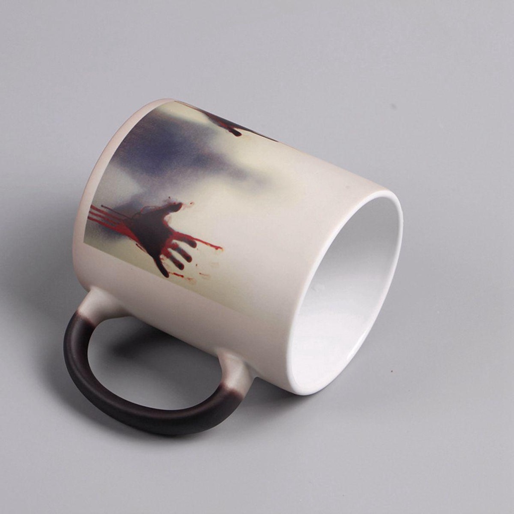 Lanfy Mug Kopi Horror Thermochromic Dekorasi Halloween Peka Panas Berubah Warna Perlengkapan Minum Novelty