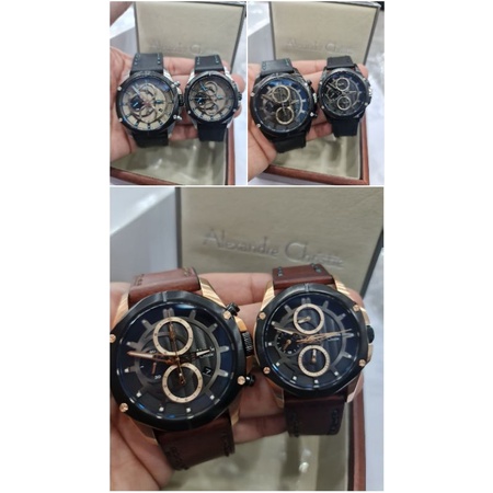 jam tangan alexandre christie ac6589 couple leather 6589 original