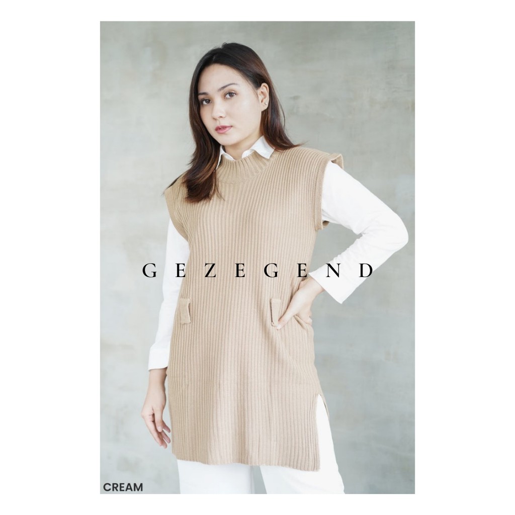 Long vest Cream & White Outer // Simple Long Vest Outer