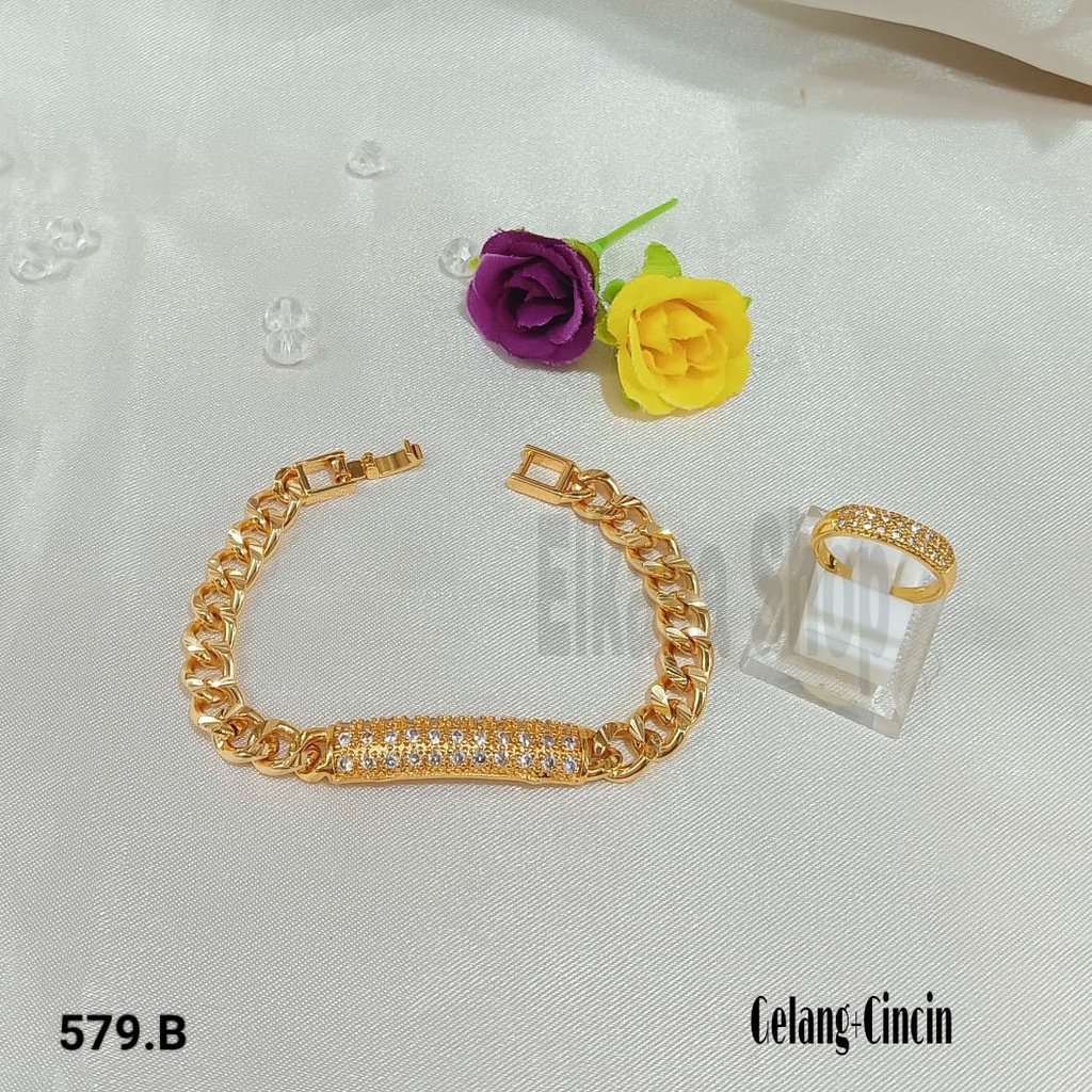 SET GELANG RANTAI ZIRCON SIMPLE TERMANIS RANTAI SUPER BERKELAS PERHIASAN ANTI KARAT&amp;ANTI LUNTUR