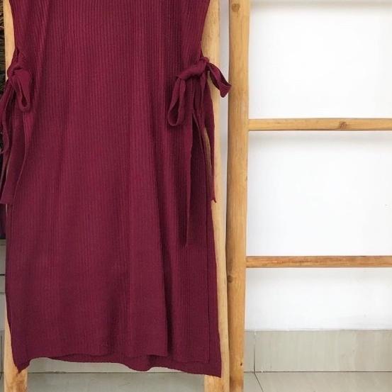 ❇ Rompi Tali Long Tunik / Vest Knit Tunik Rajut Wanita ☋