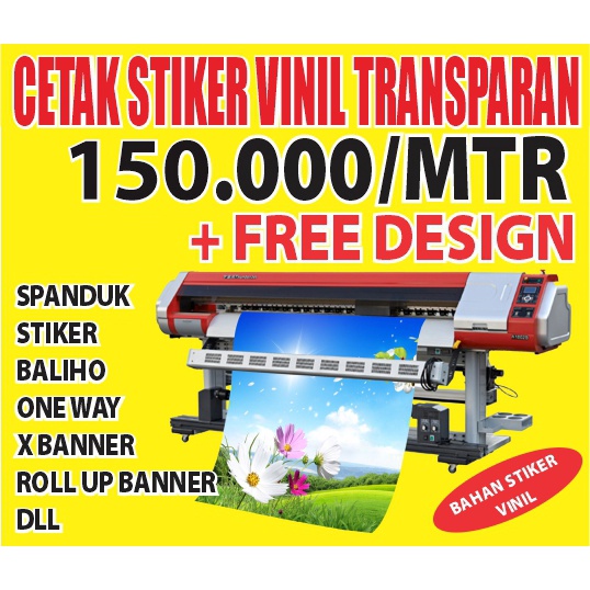 CETAK STIKER VINYL PUTIH  TAHAN AIR METERAN