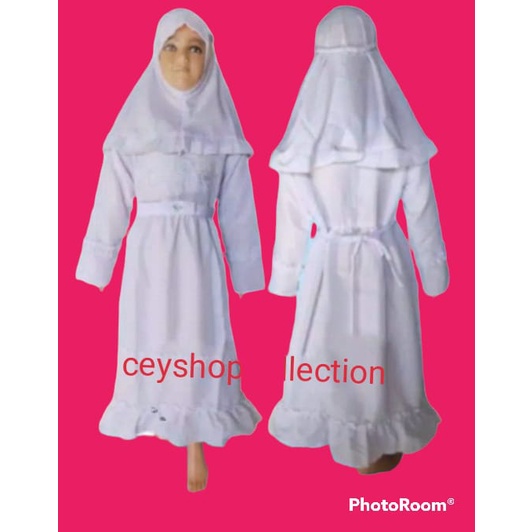 Gamis Anak Perempuan terlaris Warna Putih/Busana muslim Putih Anak perempuan umur 1-12th