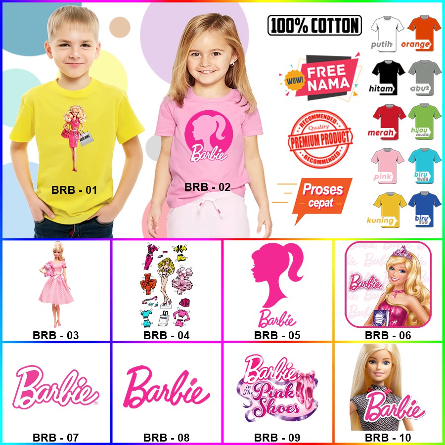 Baju Kaos ANAK DAN DEWASA BARBIE COUPLE (FREE NAMA)