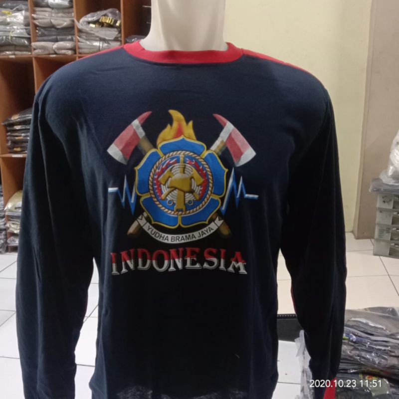 Kaos Bantalan Pemadam biru dongker |Kaos penembak damkar biru dongker panjang