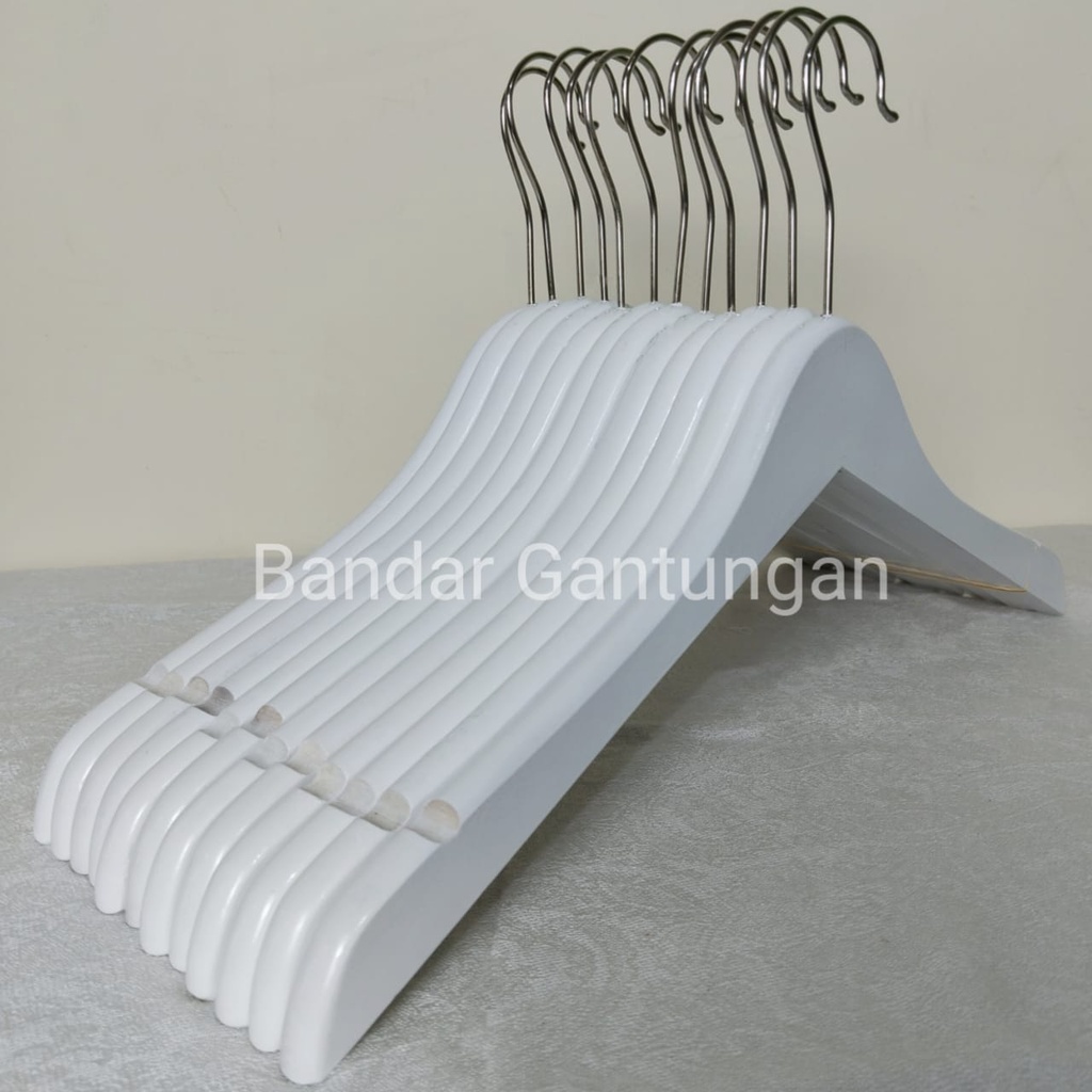 Hanger Kayu Putih / Natural Dewasa Gantungan Baju Distro Hanger Kayu Display Pakaian Gantungan Baju Murah(BH)