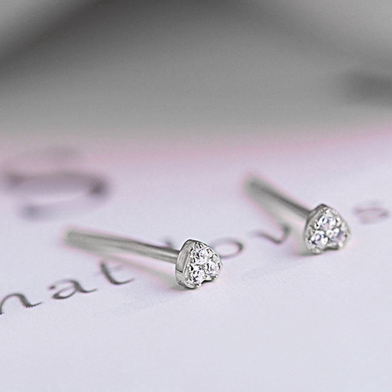 Heart Rhinestone Earrings Womens Ladies Simple Stud Earring Ear Cuff Jewelry Accessories Sweet Heart Jewelry