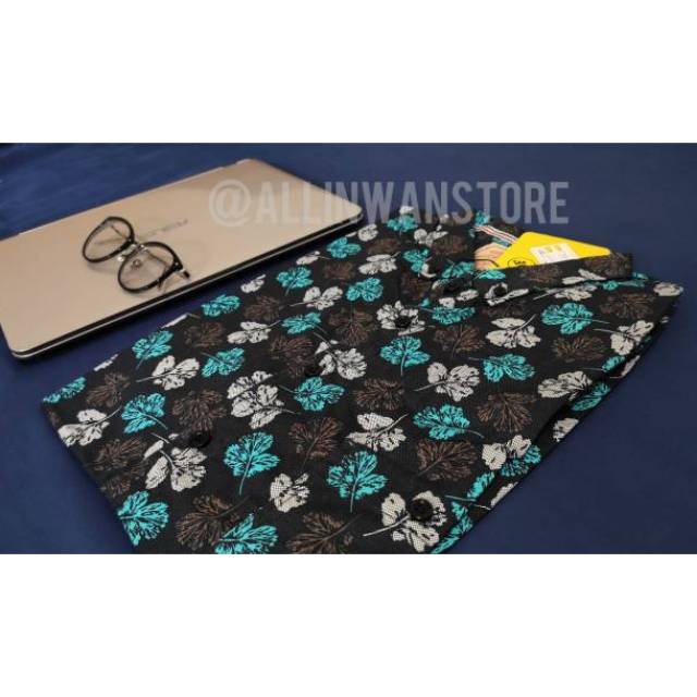 KEMEJA FLORAL DE FARIZ MOTIF BIRU PUTIH ABU ABU ORIGINAL 100% (KEMEJA CASUAL) Hawai, Floral, Pantai