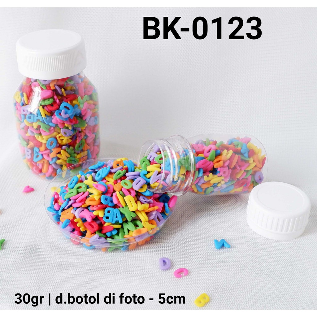 

BK-0123 Sprinkles sprinkle sprinkel 30 gram huruf abjad yamama baking grosir murah sprinkles cake dekorasi mutiara trimit decoration story sprinklestory sprinklesstory sprinkle story yamama baking