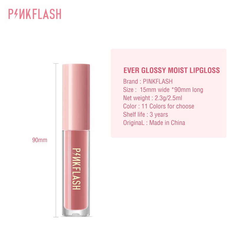 PINKFLASH 3 Pieces Lip Gloss Set High Shine Shimmering VE Moisturising Long Wearing G01 G02 G05