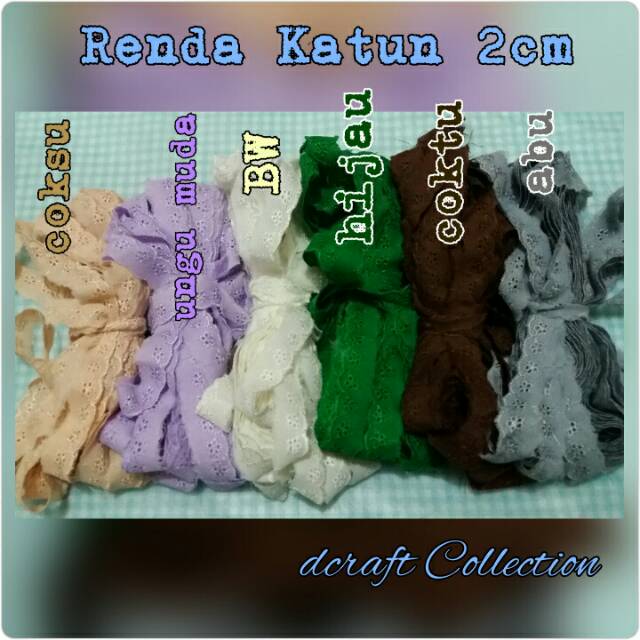 Renda Katun 2cm per meter