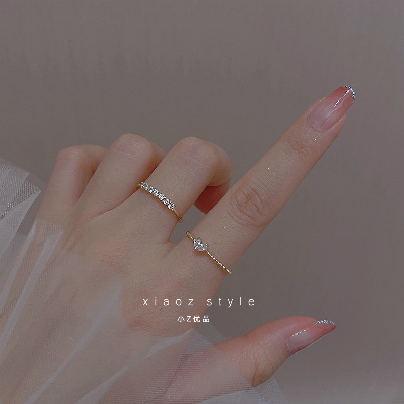 Cincin Kristal Zircon Bentuk Hati Gaya Korea Untuk Wanita