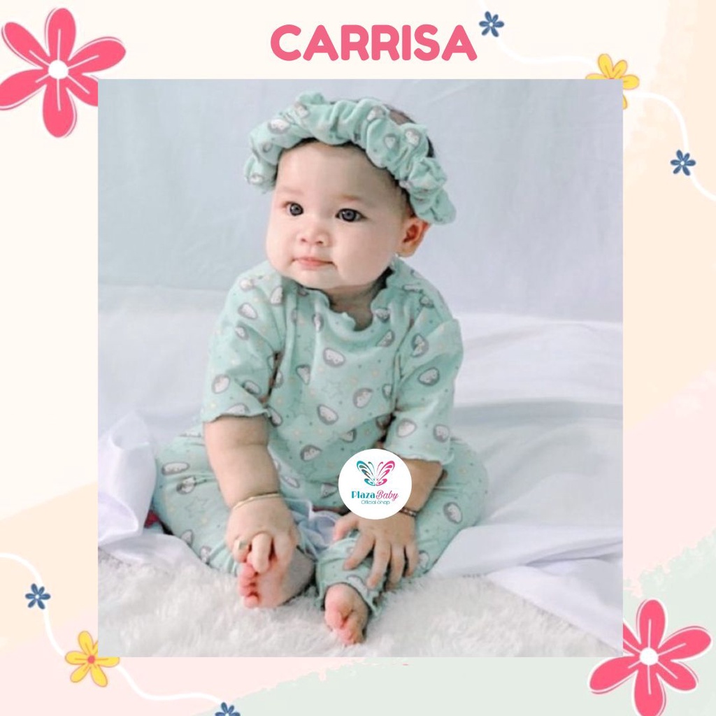 Plazababyku MX CARISSA setelan bayi motif bunga yang lucu free headband scrunchie + sandal PART2