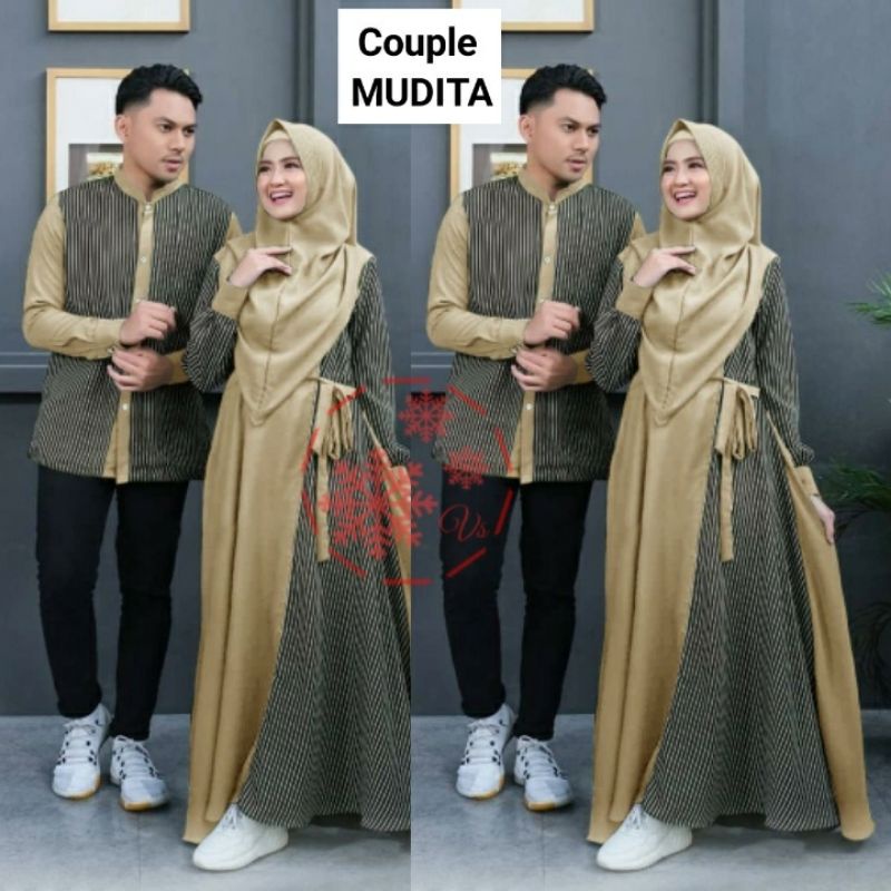 CP SALUR MUDITA vV / COUPLE SET SALUR MUDITA gamis couple baju muslim wanita koko jilbab bergo
