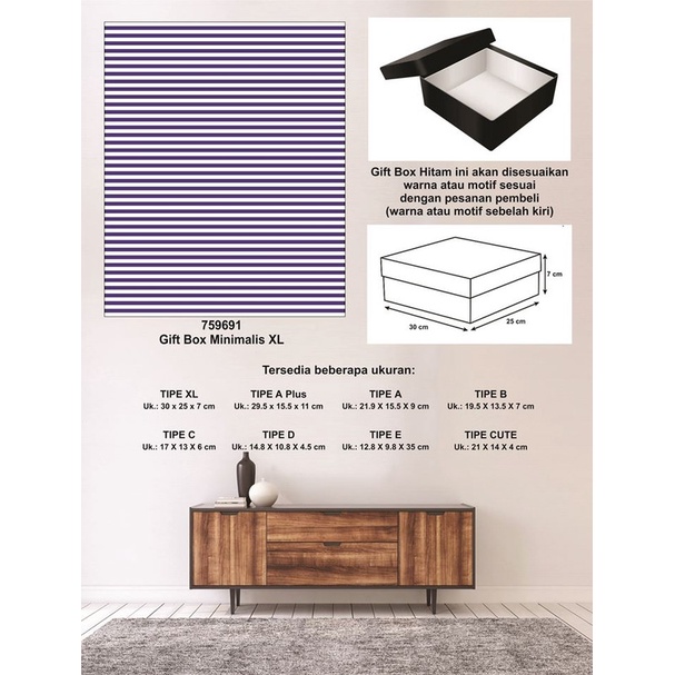 

Kotak kado/Kotak Hadiah/Box Minimalis XL-Garis Spectra VIOLET-A