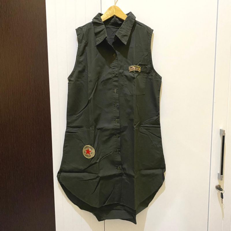 [PRELOVED] DRESS HIJAU ARMY / ARMY DRESS / DRESS BERKERA HIJAU