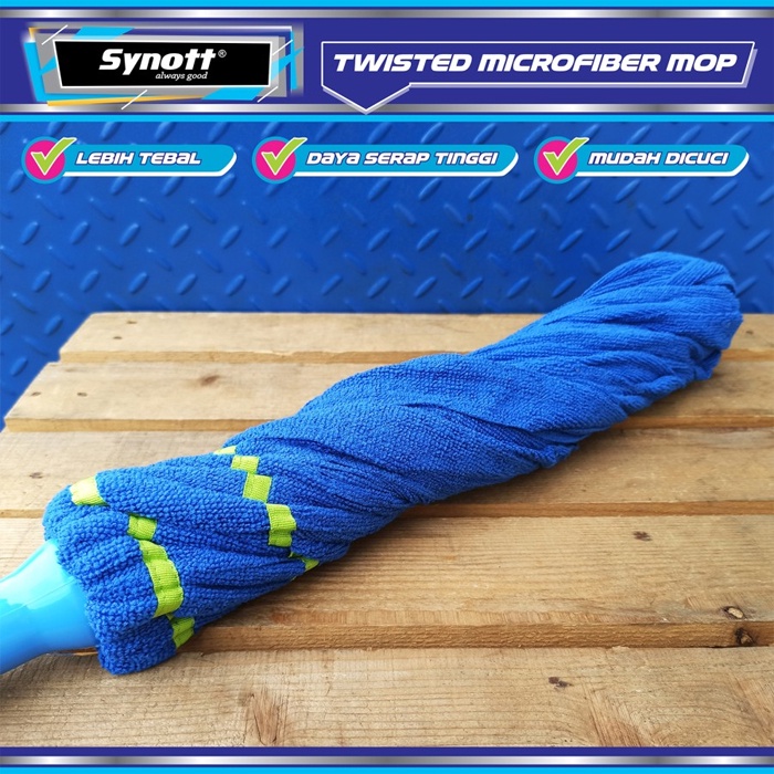 Alat Pel Lantai Original Synott Kain Pel Microfiber Twist Mop Putar Dan Kunci