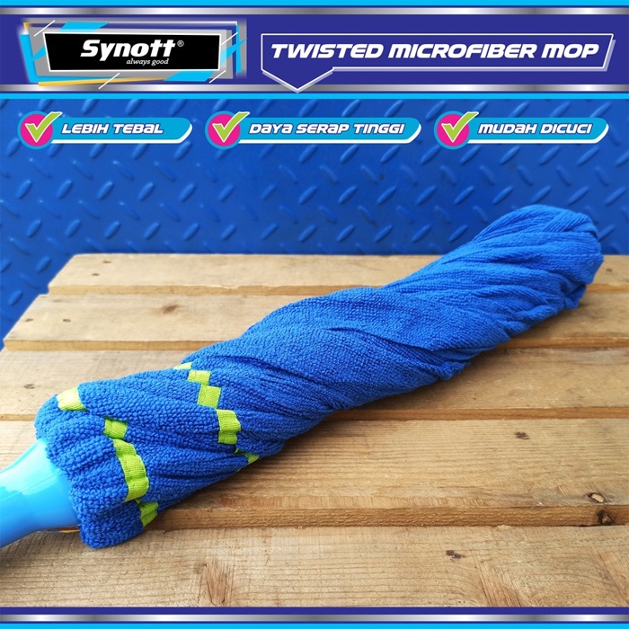 Alat Pel Lantai Original Synott Kain Pel Microfiber Twist Mop Putar Dan Kunci