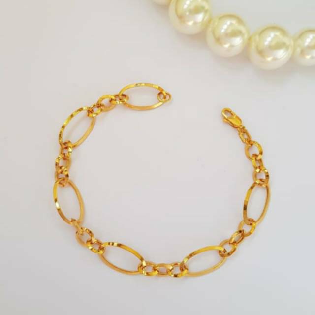 Gelang Emas asli model Rantai variasi Huruf