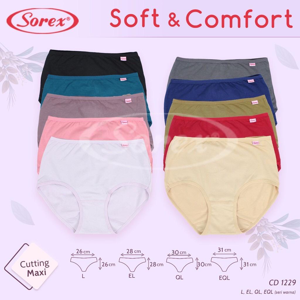 CD SOREX 1229 L EL QL EQL SIZE GEDE EQL - CD SOREX BASIC MAXI 1229 SOFT &amp; COMFORT MODEL TINGGI  - CELANA DALAM WANITA SOREX 1229 FINE COTTON POLOS MODEL TINGGI FULL PERUT BERBAHAN KATUN LEMBUT -ARA98STORE -