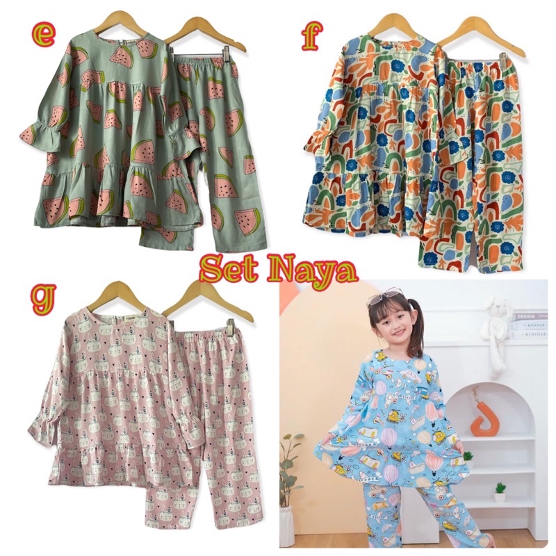 Set Naya Setelan Rayon Anak Neeca Kiddos Over Cut Size 2,4,6,8,10