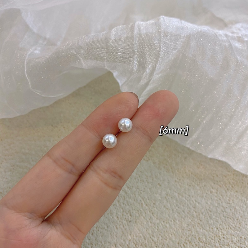 Anting Tusuk Sterling Silver 925 Hypoallergenic Hias Mutiara Bulat Mini Untuk Wanita