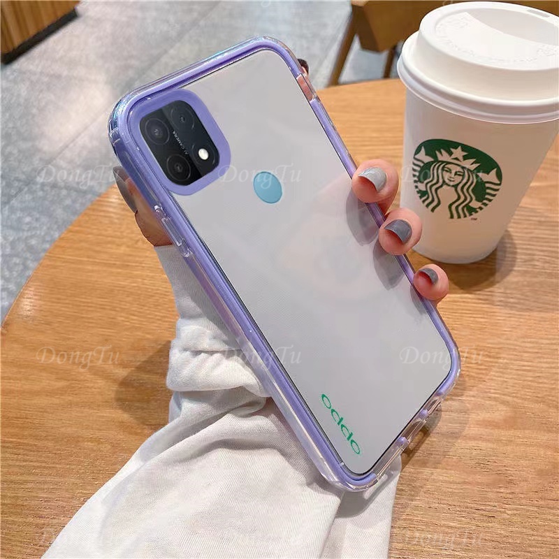 3 in 1 Case HP Transparan Anti Jatuh Case Untuk OPPO A15 A15s A35 Reno 5 6 Reno 5F/F19 Pro Reno 4F F17 Pro Realme 5 5i 5s 6i C3 c2 A1k C12 C15 C11 2020 C20 C20a C11 2021 Anti-Lepaskan Penutup