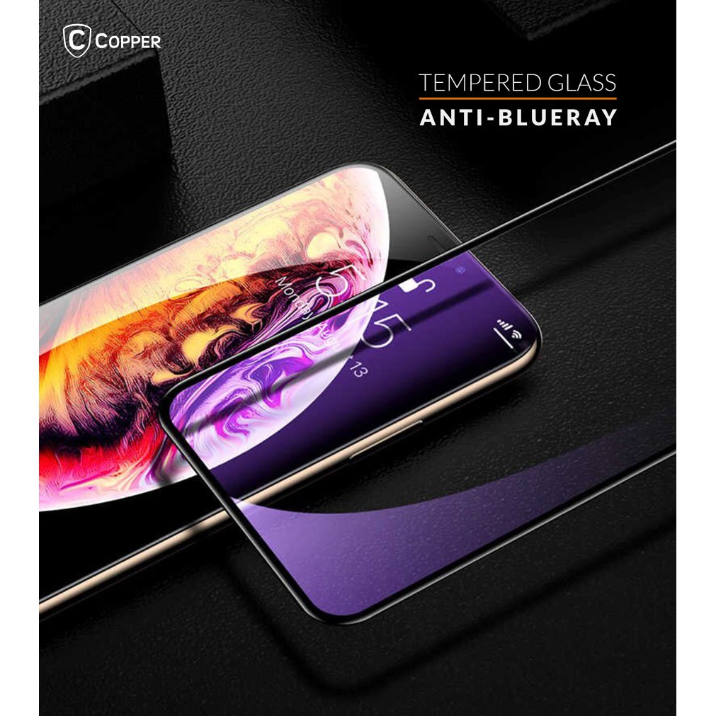 Samsung Galaxy A8 2018 - COPPER Tempered Glass Full Blue Ray