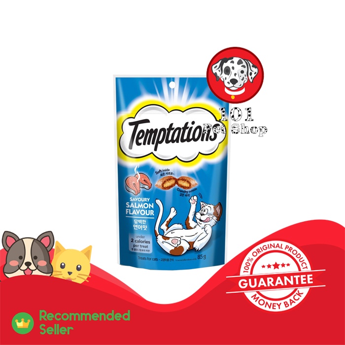 TEMPTATIONS SNACK KUCING TASTY SAVOURY SALMON FLAVOUR 85GR