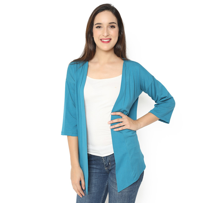 Sheshop - Baju Cewek Rayon Spandex Premium Cardigan Outerwear Wanita - Hijau Tosca