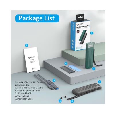 Ssd m2 enclosure orico Nvme usb3.1 type-c 10Gbps up 4tb 2280 mm2c3-g2 - casing m.2 m-key nvmexternal mm2-c3 g2