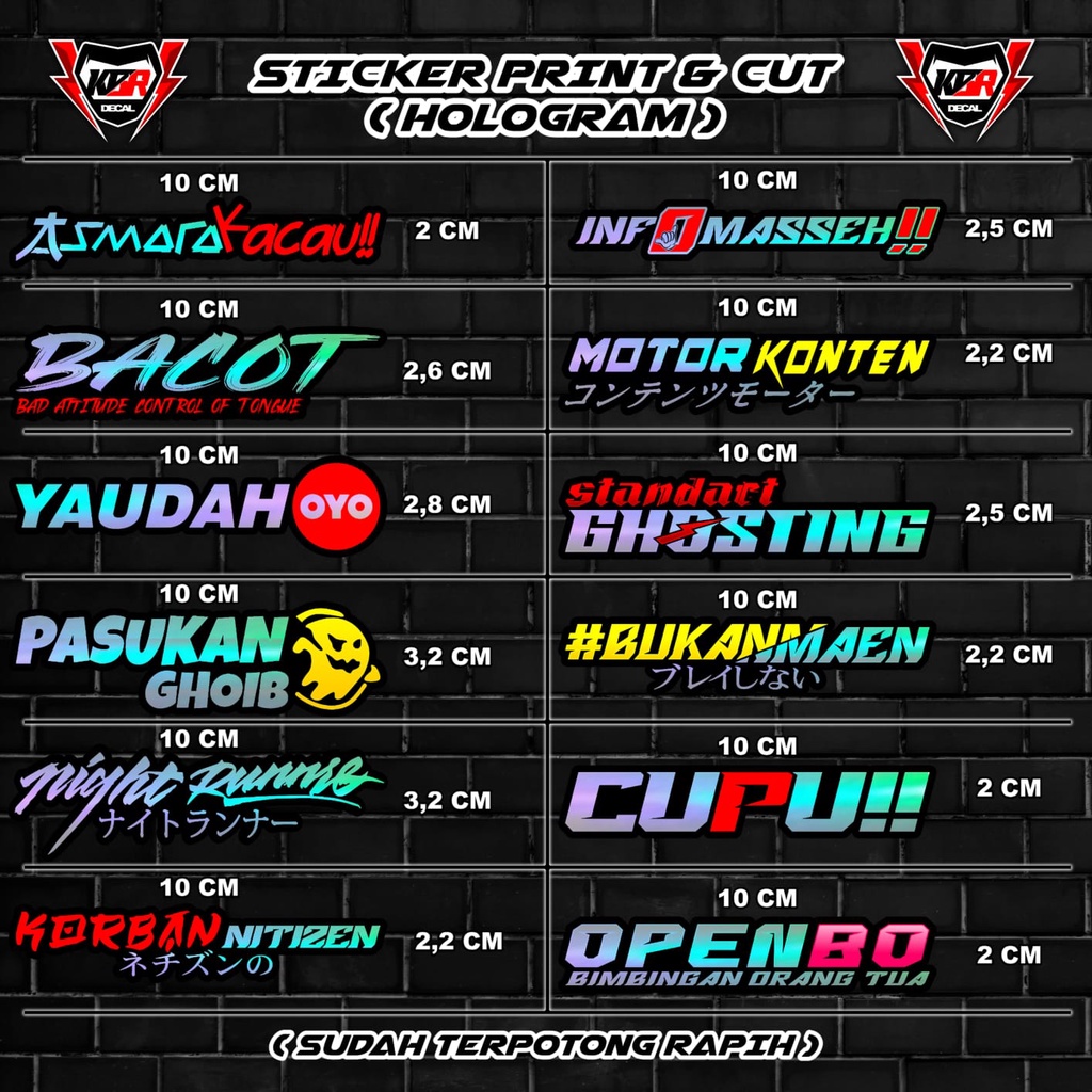 Stiker Racing Pack Vinyl dan Hologram isi 25 27 40 45 Stiker Helm Stiker Motor Sticker Motor