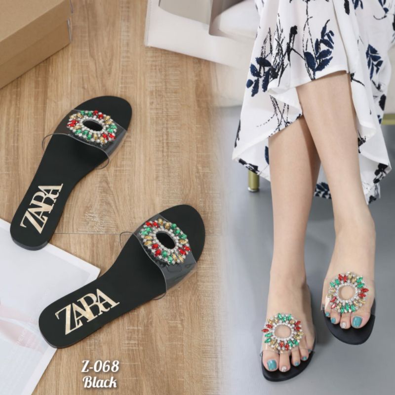 SANDAL WANITA SLOP FLAT FULL MUTIARA ZR .Kode: Z-068