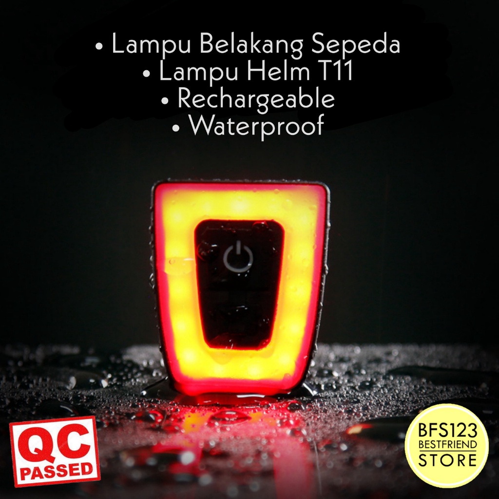 Lampu Belakang Sepeda Lampu Helm T11 Rechargeable Waterproof