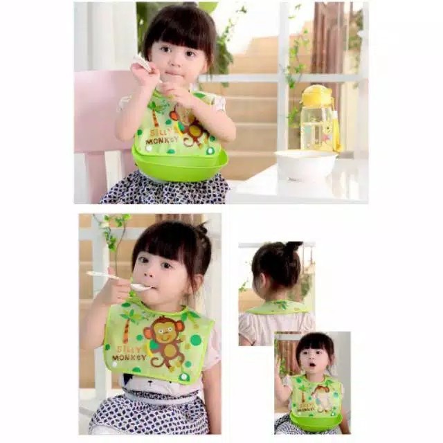 HIPPO LAND BIB / SLABBER SILIKON PLASTIK / CELEMEK MAKAN BAYI ANTI AIR / SLABBER SILIKON BAYI 2