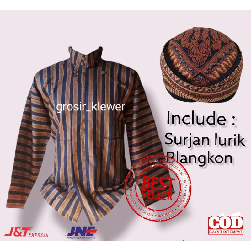 BEST SELLER ‼️Surjan lurik-lurik dewasa - Surjan Dan Blangkon - Baju Adat Jawa -Baju Lurik