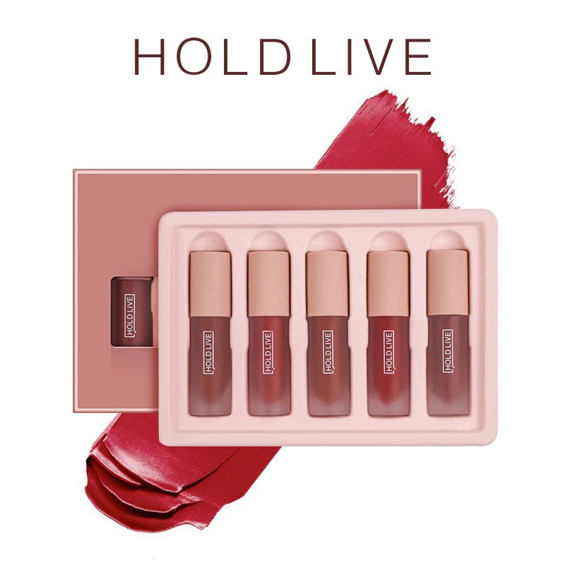 FREEONGKIR Hold Live 5 Pcs Lampu Matte Lip Glaze Suit Seksi Tahan Air Lip Gloss Set Make Up