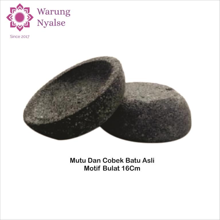 Cobek Batu Asli 16cm  "WARUNG NYALSE" - Cowet Sambal - Cobek Batu Asli Gunung - Cobek Mutu - Wadah -