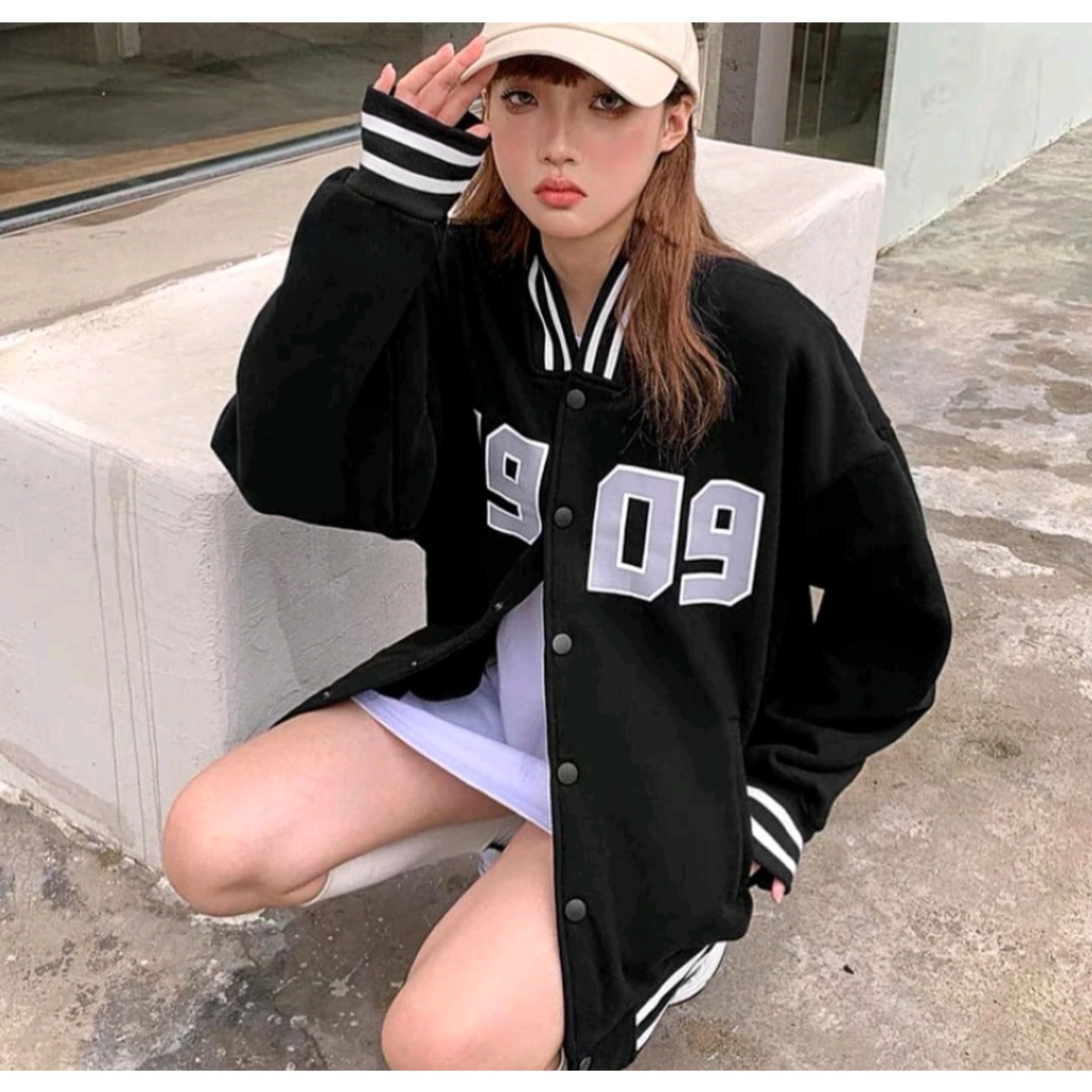 H909 BASEBALL JAKET VARSITY OVERSIZE WANITA KOREAN STYLE