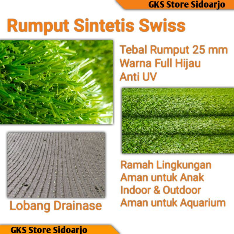 Rumput Sintetis Swiss 15 mm Uk. 100 x 50 cm Best Quality