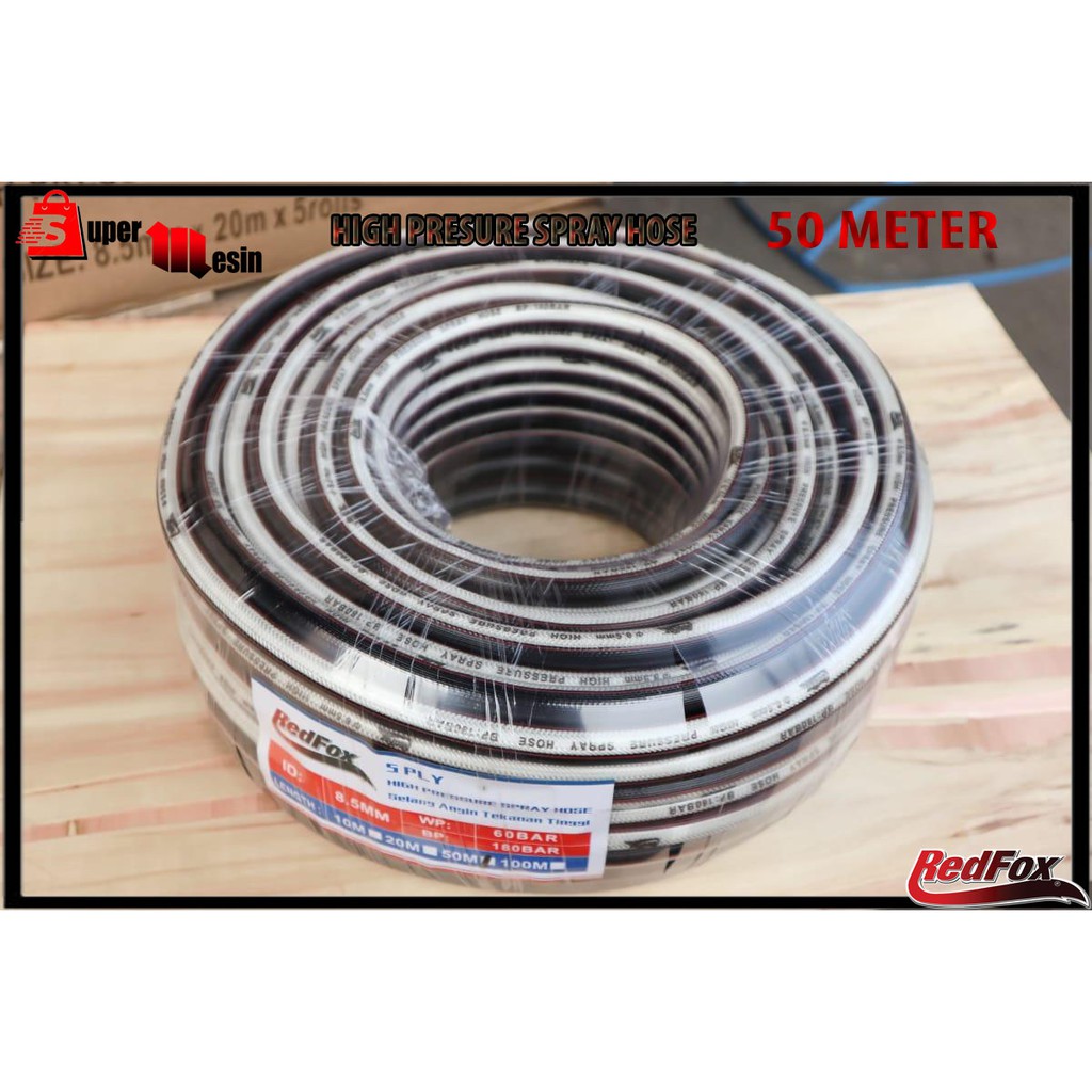 SELANG KOMPRESOR ANGIN 50M / HIGH PRESSURE SPRAY HOSE 5 PLY "REDFOX"