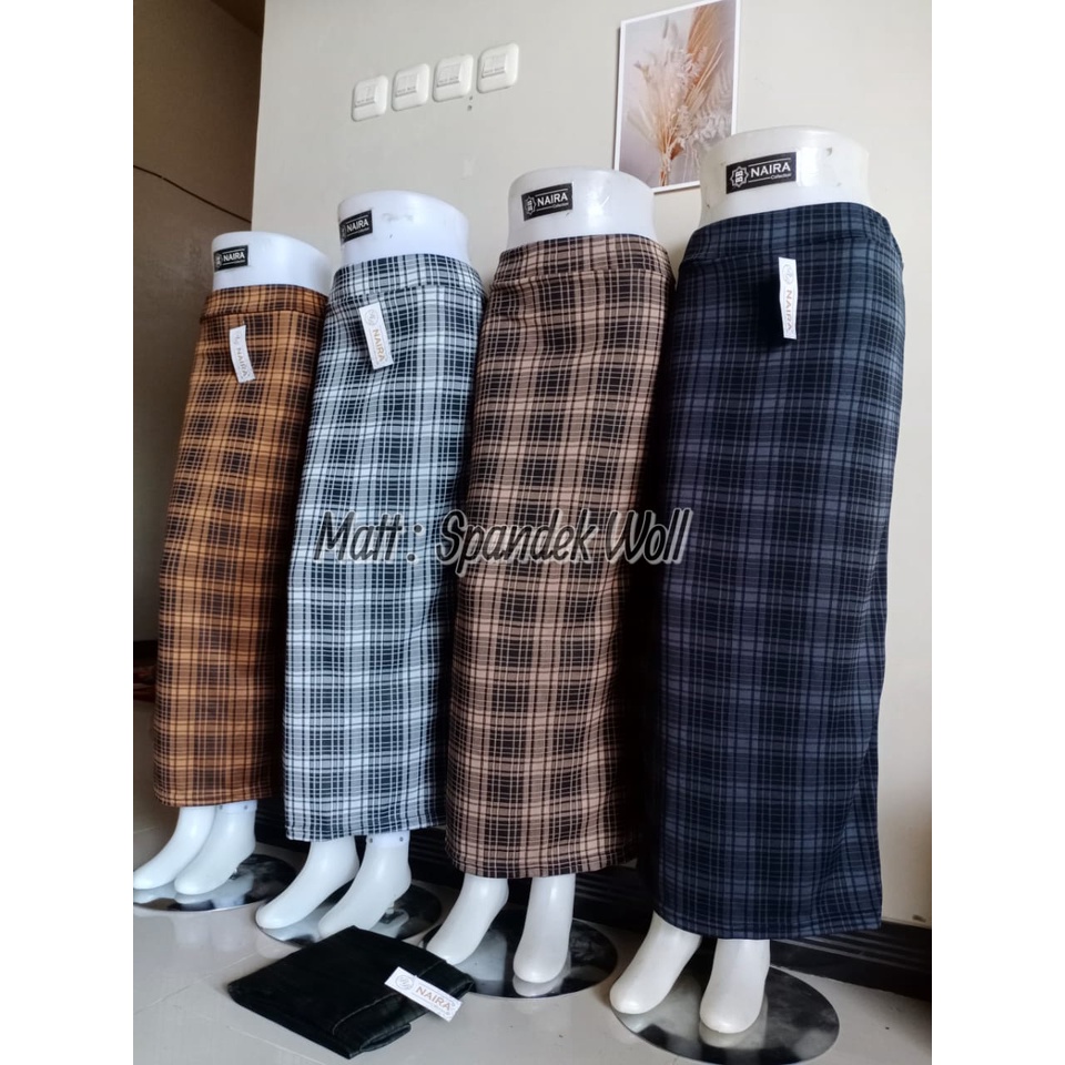 rok tartan bahan spandek woll tebal