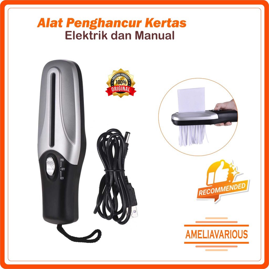 

Mesin Penghancur Kertas Tangan Portable Elektrik Aibecy Handheld Paper Shredder A6 - SW502