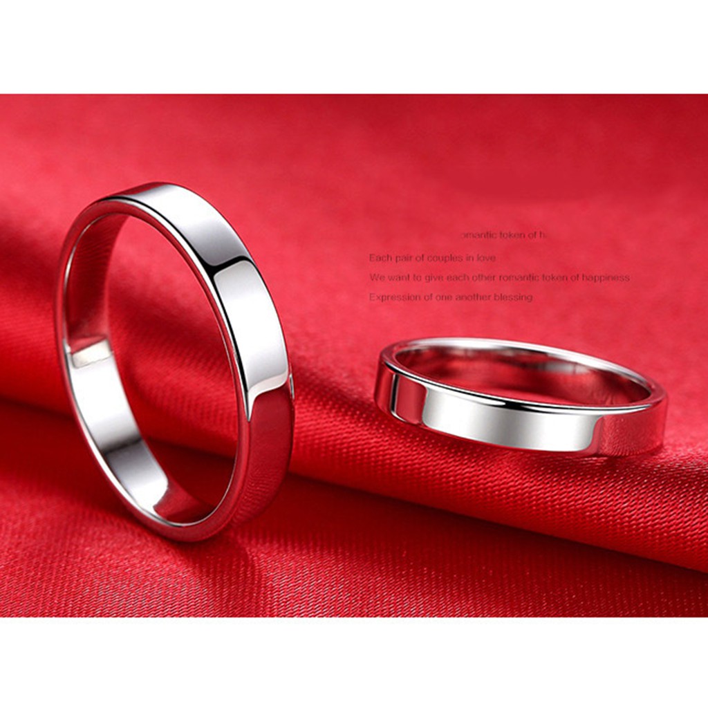 925 cincin perak murni pasangan gloss adjustable cincin perhiasan sederhana