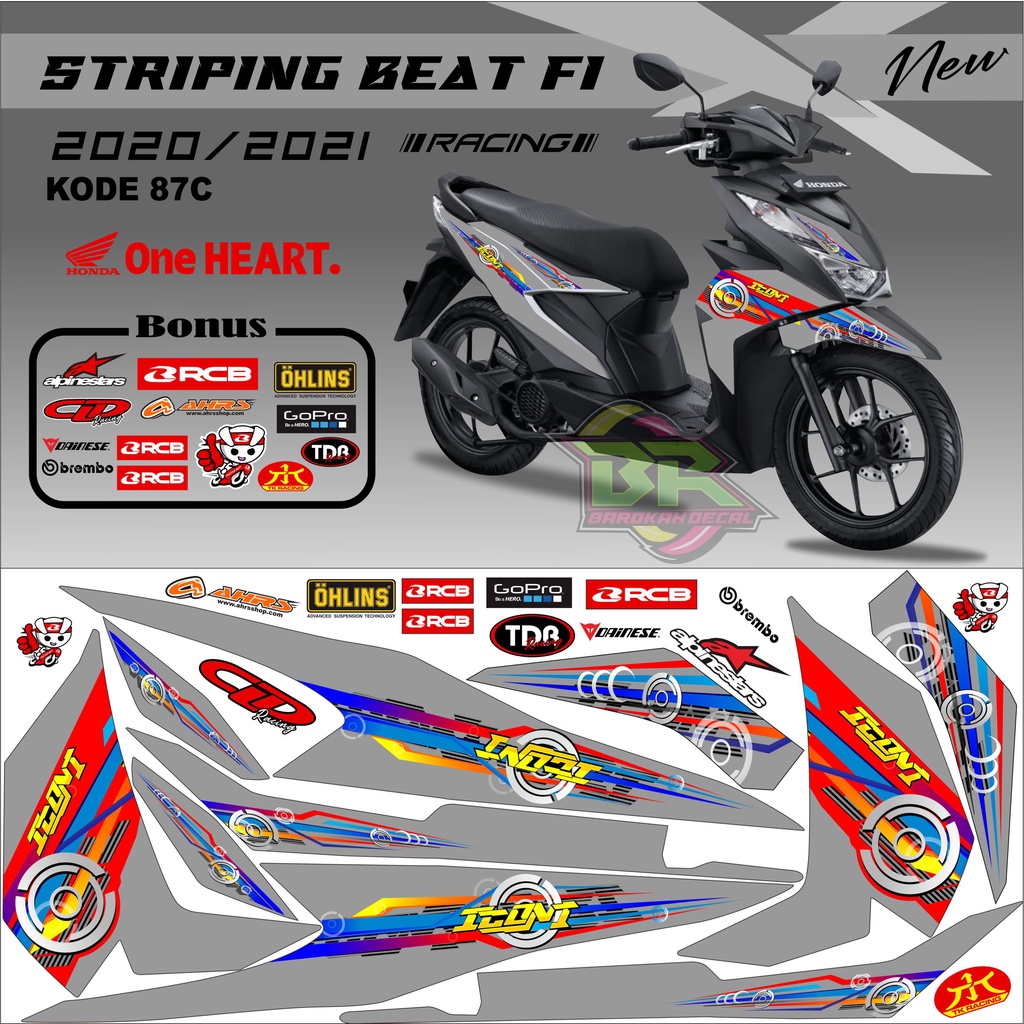 Striping Beat New 2020-2023 Stiker Lis Beat New Variasi kode 87